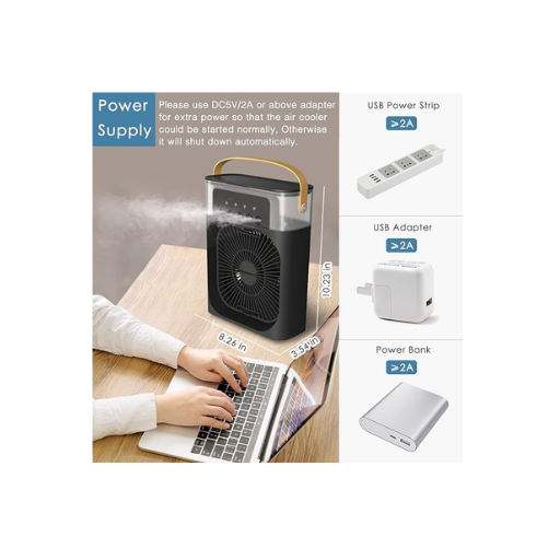 3-in-1 Mini Air Cooler – Cools, Humidifies & Purifies | USB Portable AC Fan