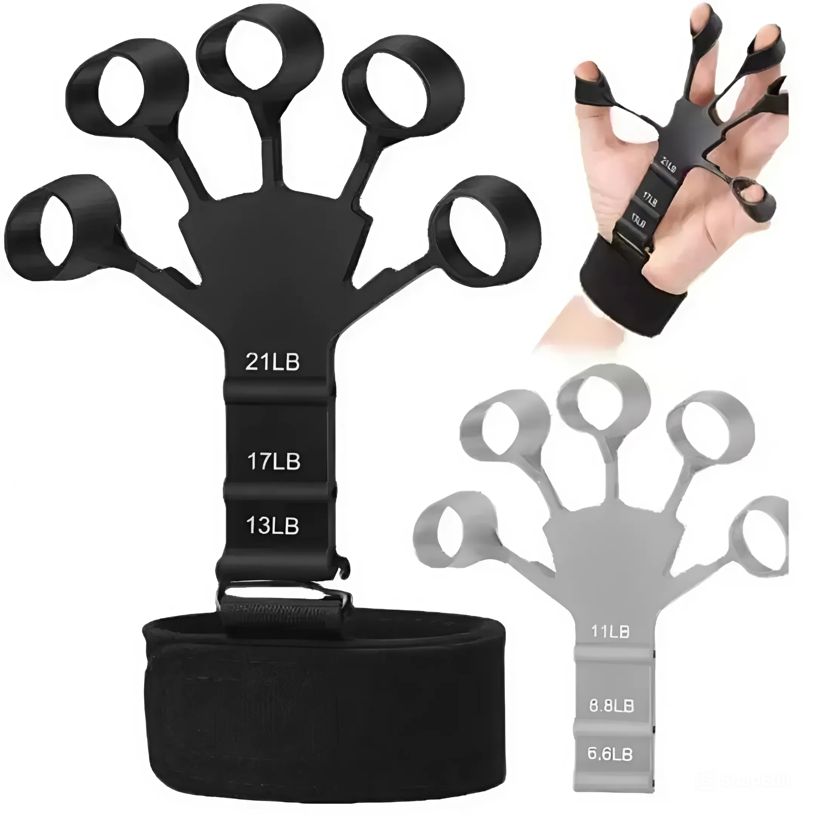 Fitaura Silicone Finger Exerciser (Set of 2) – 6 Resistance Levels (6.6LB–21LB) – Grip Strength Trainer for Hand, Wrist & Finger Rehab, Pain Relief, Stress – Adjustable Strap